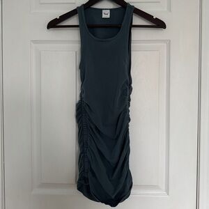 TNA Aritzia Malibu Ruched Bodycon Dress in Teal